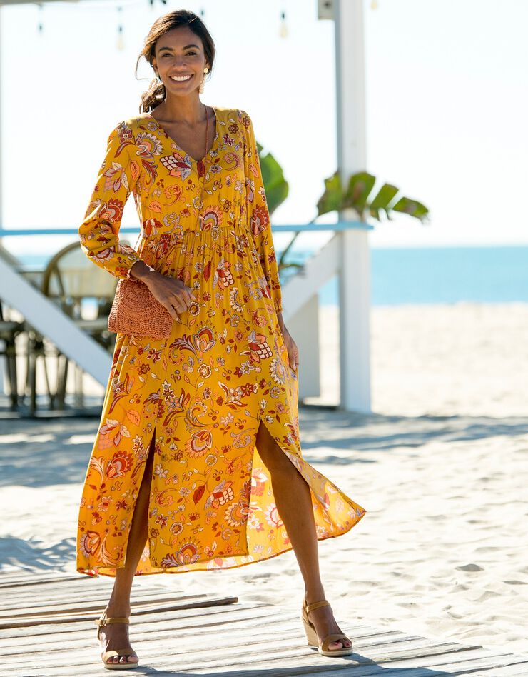 Robe longue imprimée (miel) Robe longue imprimée (miel)