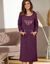 Chemise de nuit polaire imprimé coeur manches longues (prune)