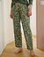 Pantalon pyjama coton imprim&eacute; floral (kaki / miel)