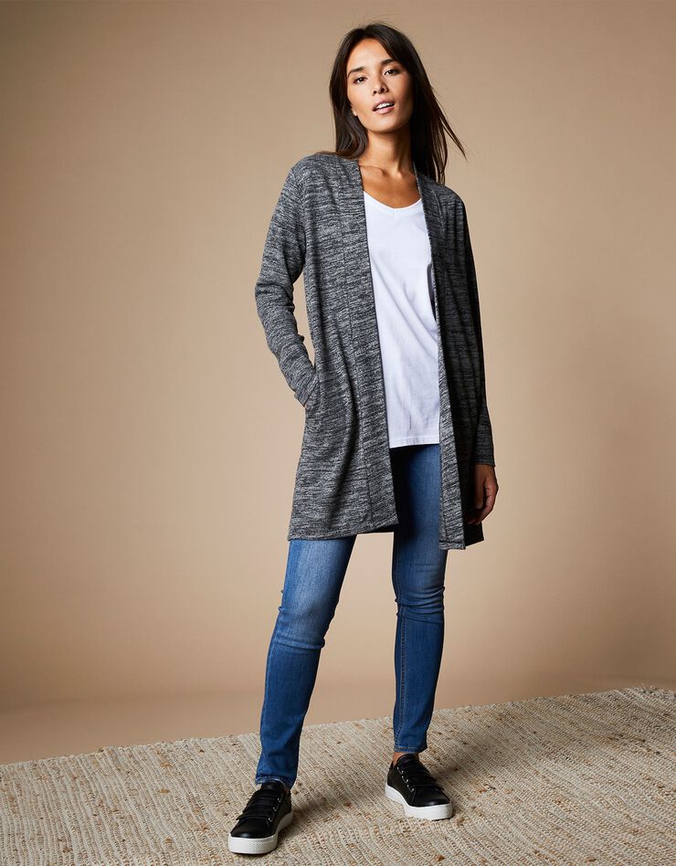 Gilet long jesey gratté  (gris anthracite)