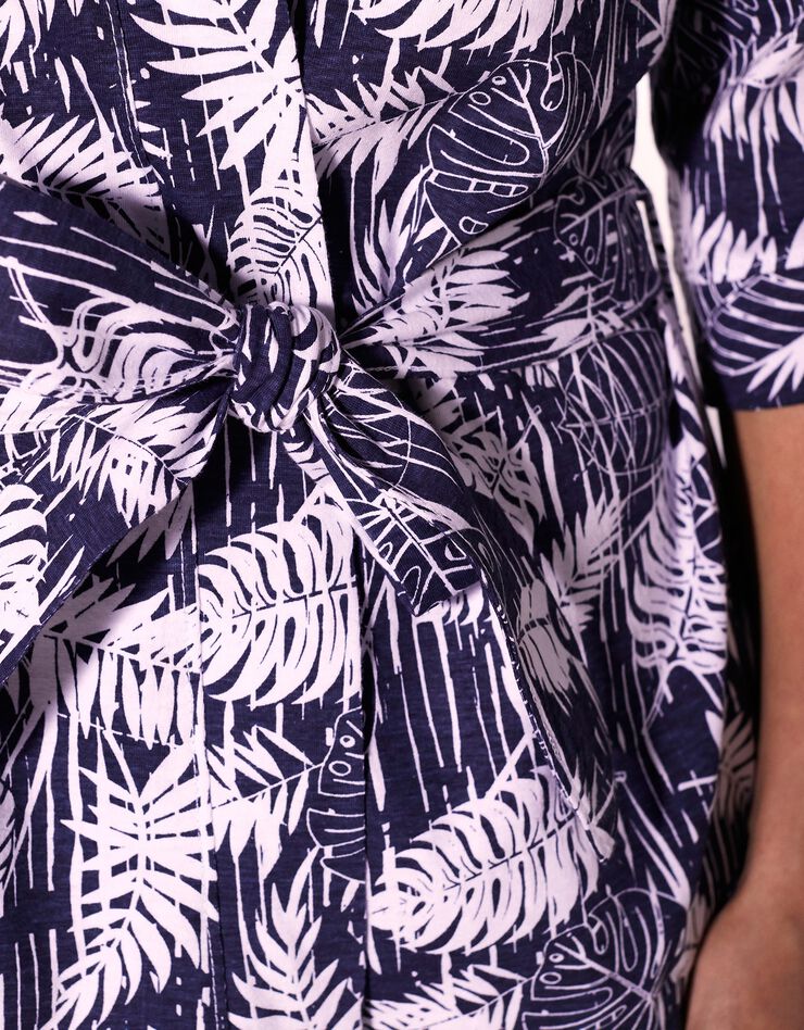 Kimono court imprimé tropical (marine)