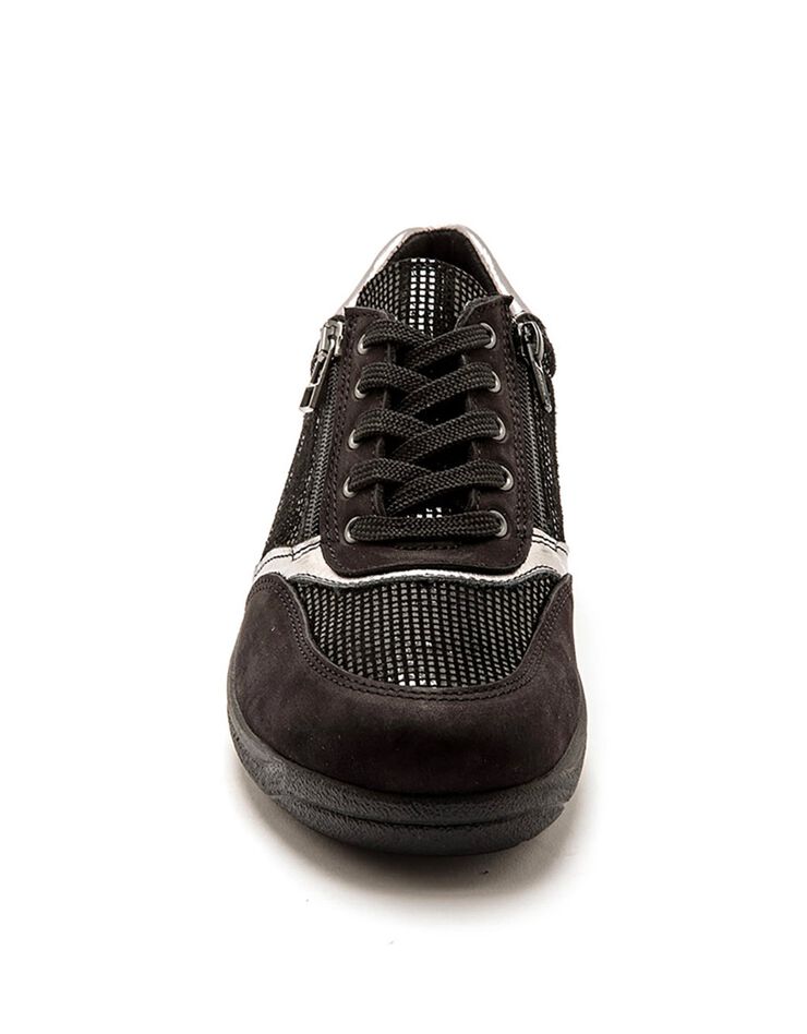 Derbies confort extra-larges lacés et zippés en cuir - noir (noir)
