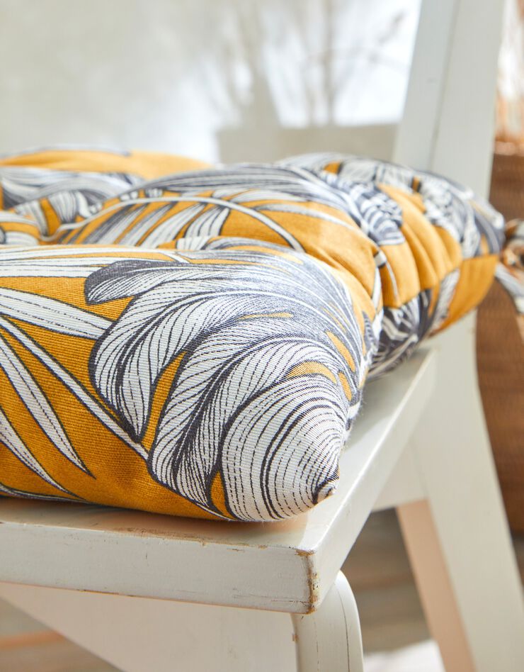 Galette de chaise imprimé tropical - lot de 2 (jaune)