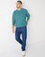 Pull col rond manches marteau côtes anglaises 30% laine (céladon mouliné)