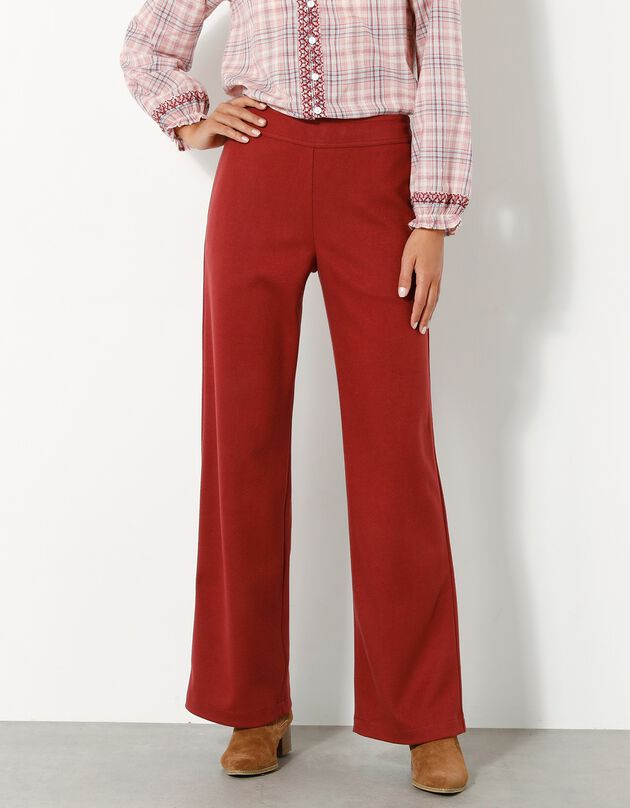 Pantalon large chaud, aspect lainage  (brique)