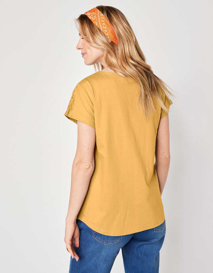 Tee-shirt broderie anglaise manches courtes (safran) Tee-shirt broderie anglaise manches courtes (safran)