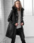 Duffle-coat capuche fausse fourrure uni (noir)