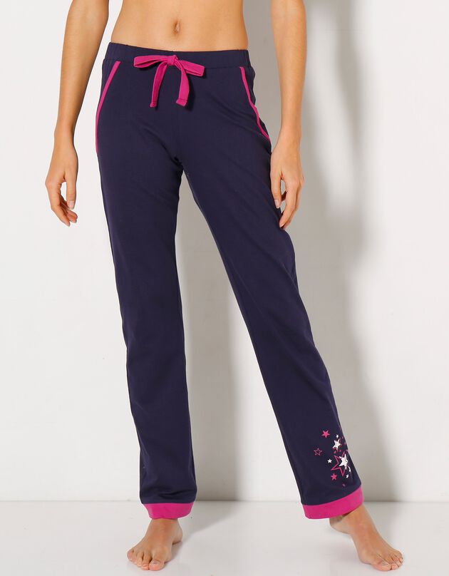Pantalon uni + étoiles - jersey coton (marine)