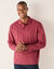 Polo uni maille piquée manches longues (rose foncé)