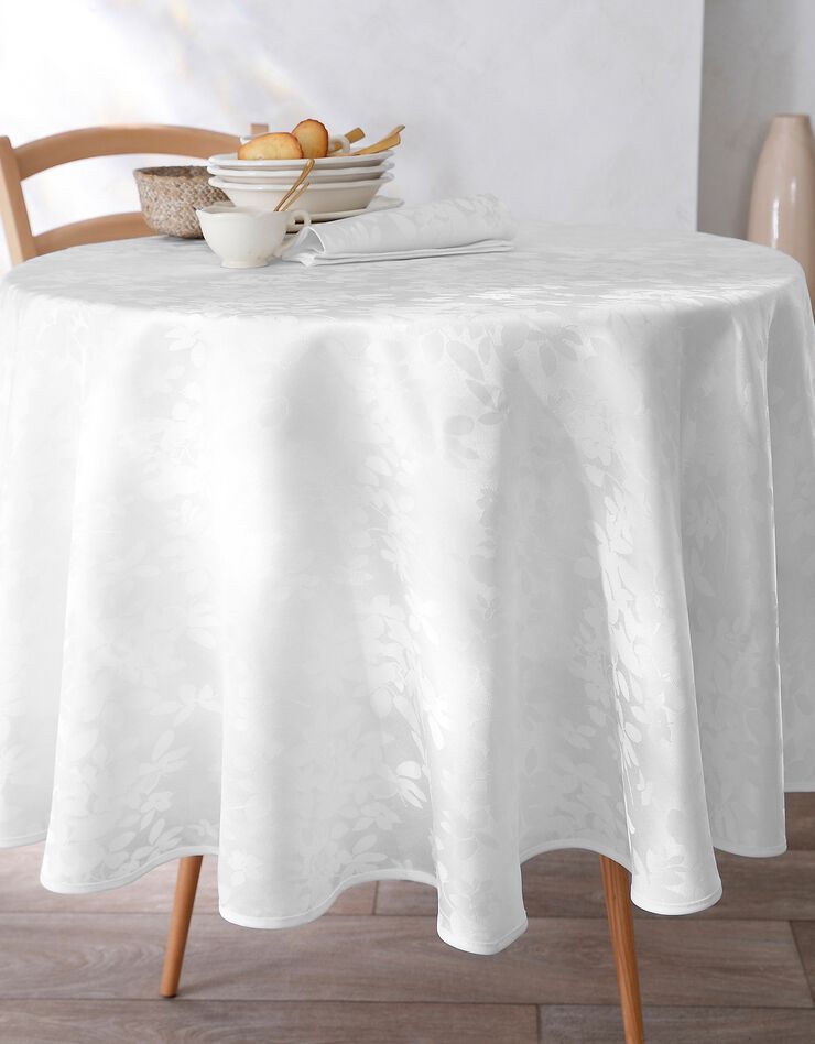 Nappe damassée feuillages Colombine® (blanc)