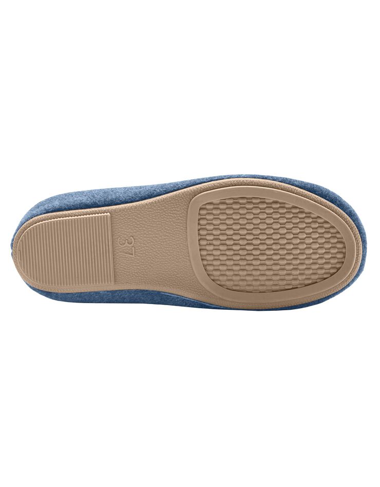Chaussons mules fleur appliquée - largeur confort (bleu indigo) Chaussons mules fleur appliquée - largeur confort (bleu indigo)