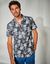 Chemise imprimée manches courtes polycoton (noir / blanc)