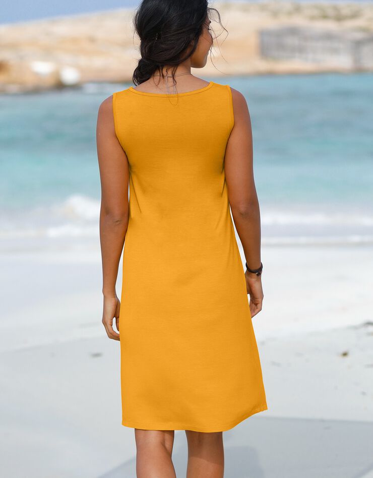 Robe col rond unie (safran) Robe col rond unie (safran)