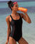 Maillot de bain 1 pièce uni Lohena, spécial maintien (noir / orange)