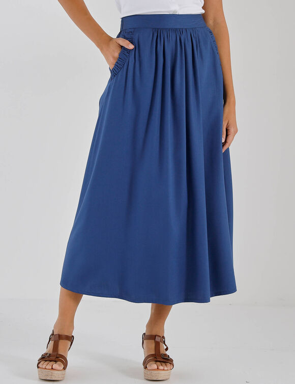 Jupe longue unie  (indigo)
