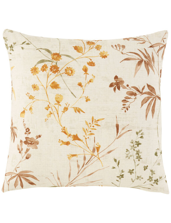Housse de coussin imprim&eacute; feuillage - lot de 2 (&eacute;cru)