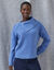 Pull col asym&eacute;trique boutonn&eacute; (bleu gris&eacute;)