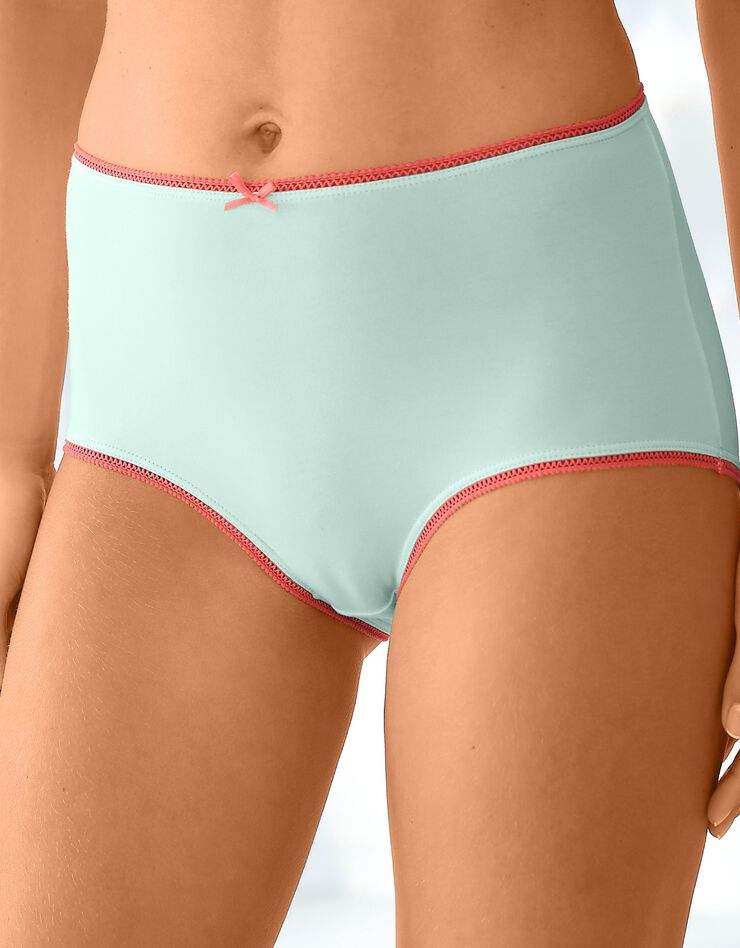 Culotte coton forme maxi imprimé motifs « plage » assortis – Lot de 4 (vert d'eau / corail) Culotte coton forme maxi imprimé motifs « plage » assortis – Lot de 4 (vert d'eau / corail)