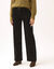 Pantalon velours coupe large taille haute, stature moyenne (noir)
