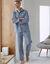 Pyjama rayures flanelle coton (marine / &eacute;cru)