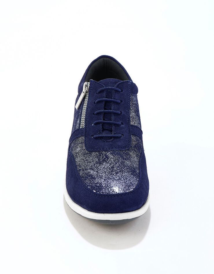 Baskets zippées compensées en cuir femme (marine)