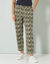Pantalon mom 7/8ème imprimé, coton (beige / kaki)