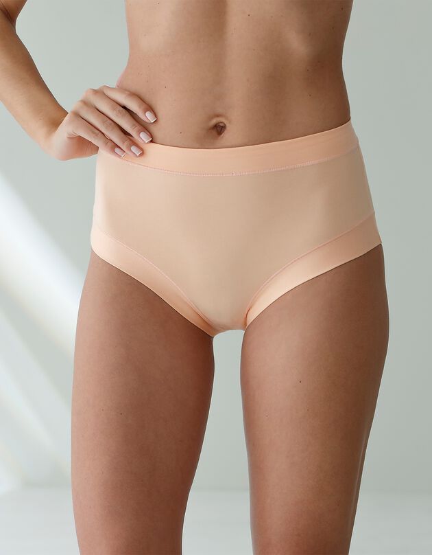 Culotte coton stretch forme maxi ceinture confort "sans élastiques" - lot de 2 (nude + pêche)