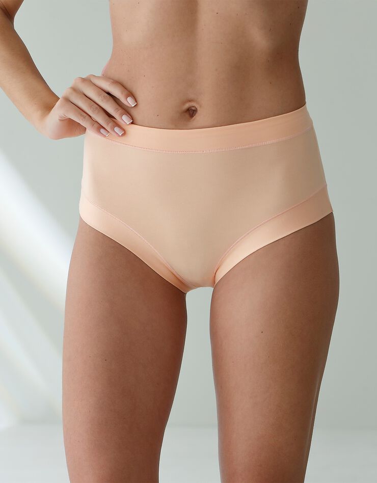 Culotte coton stretch forme maxi ceinture confort "sans élastiques" - lot de 2 (nude + pêche) Culotte coton stretch forme maxi ceinture confort "sans élastiques" - lot de 2 (nude + pêche)