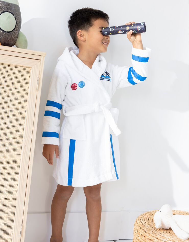Peignoir de bain enfant astronaute éponge coton - 340g/m2 (blanc) Peignoir de bain enfant astronaute éponge coton - 340g/m2 (blanc)