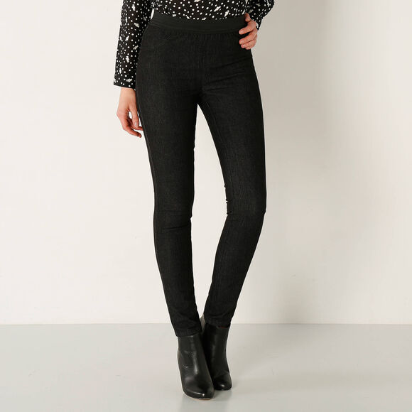 Jegging denim taille &eacute;lastiqu&eacute;e - petite stature (black)