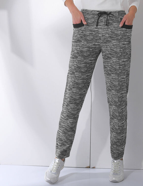 Jogging molleton gratté imprimé (noir chiné)