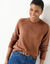 Pull col rond, maille fantaisie toucher doux (chocolat)
