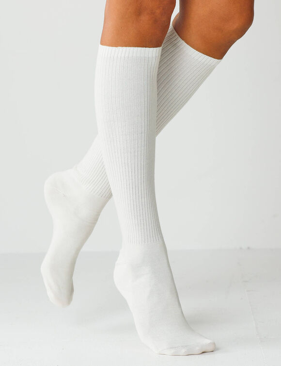 Chaussettes hautes maille côtelée - lot de 2 paires (noir + beige)