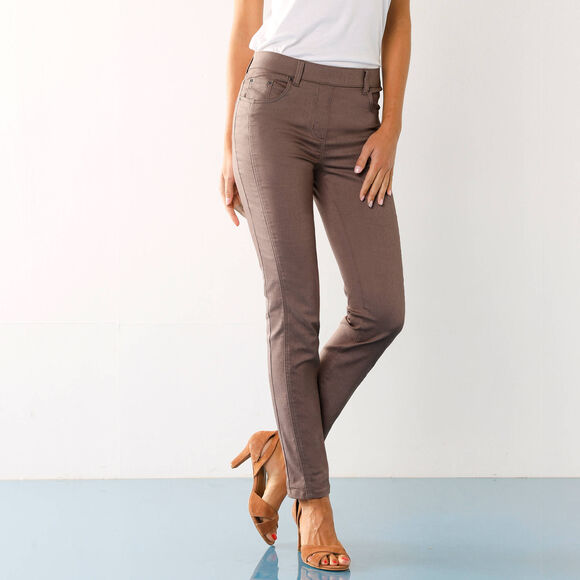 Pantalon stretch coutures affinantes (taupe)