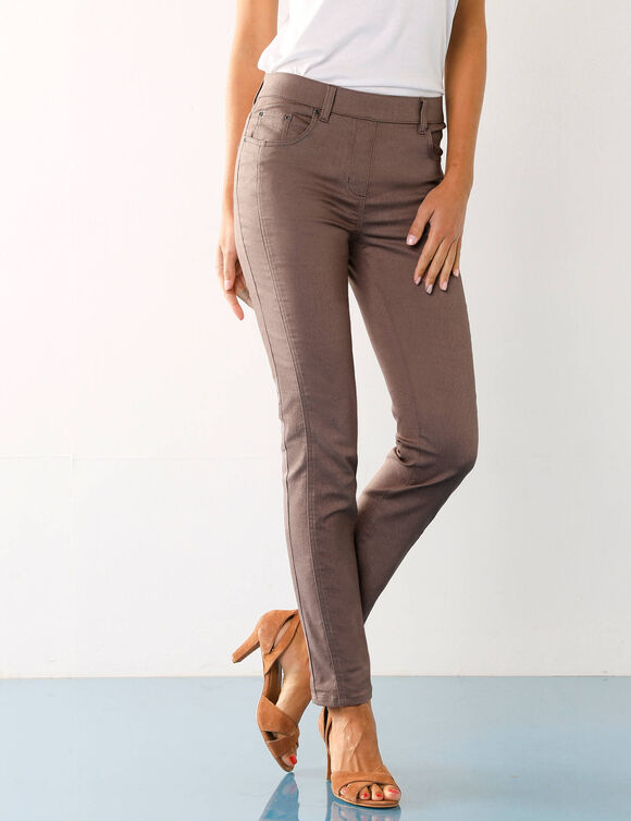 Pantalon stretch coutures affinantes (taupe)