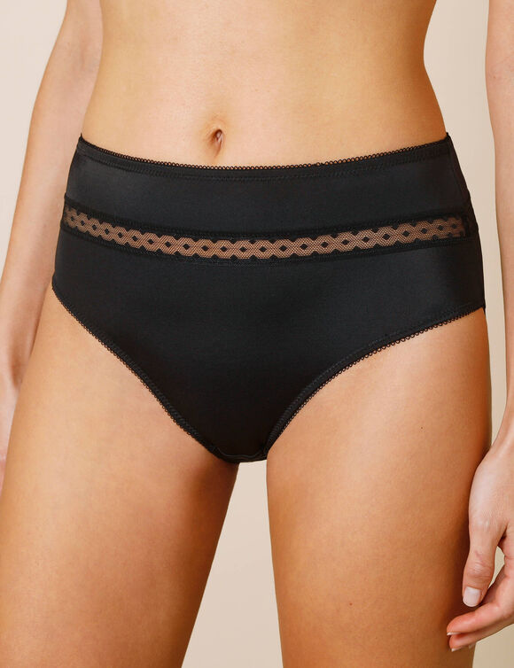 Culotte haute microfibre et tulle plumetis effet seconde peau Paia - lot de 2 (noir)