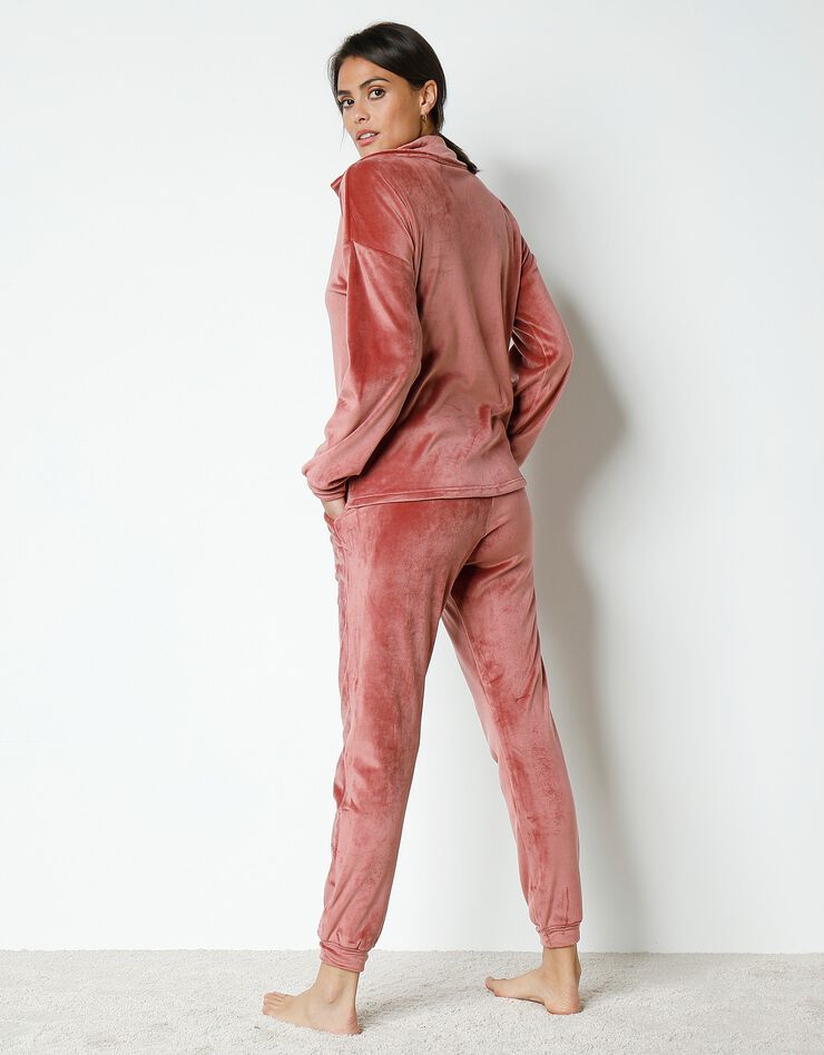Pyjama velours stretch manches longues col boutonné (bois de rose) Pyjama velours stretch manches longues col boutonné (bois de rose)