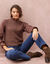 Pull col rond sans manches (chocolat)