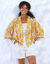 Veste kimono fluide, imprimé floral (jaune / écru)