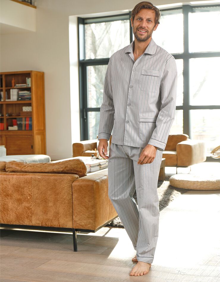 Pyjama rayures - popeline coton (gris) Pyjama rayures - popeline coton (gris)