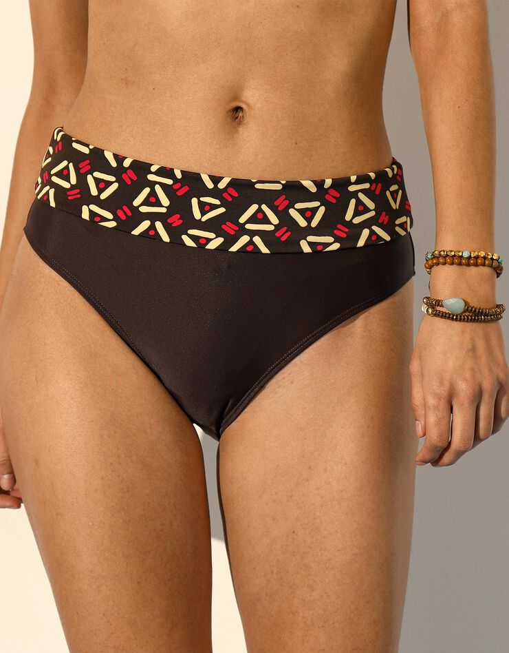 Slip de bain modulable Aduana imprimé, effet ventre plat (chocolat) Slip de bain modulable Aduana imprimé, effet ventre plat (chocolat)
