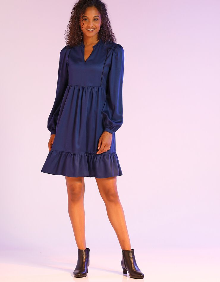 Robe courte smockée (indigo)