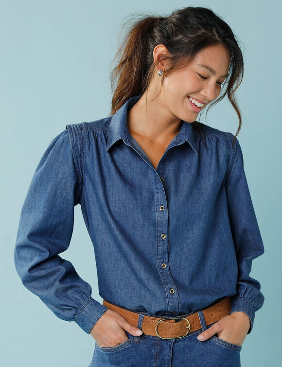 Chemisier denim,  Spécial Petites (stone)