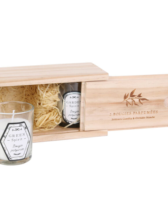 Coffret de 2 bougies parfum&eacute;es (blanc)