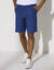 Bermuda coton - lin, 3/4 élastiqué (bleu denim)
