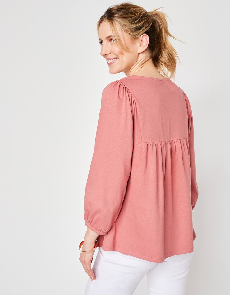 Tee-shirt manches 3/4, empiècement broderie anglaise (terracotta) Tee-shirt manches 3/4, empiècement broderie anglaise (terracotta)