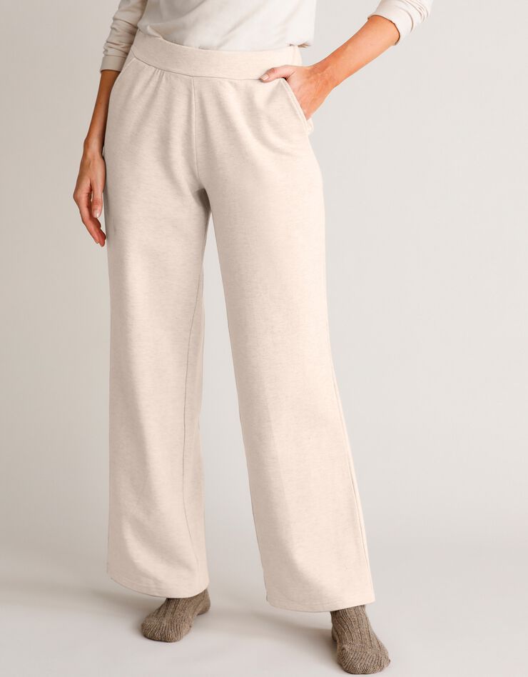 Pantalon coupe large molleton taille élastiquée (sable) Pantalon coupe large molleton taille élastiquée (sable)