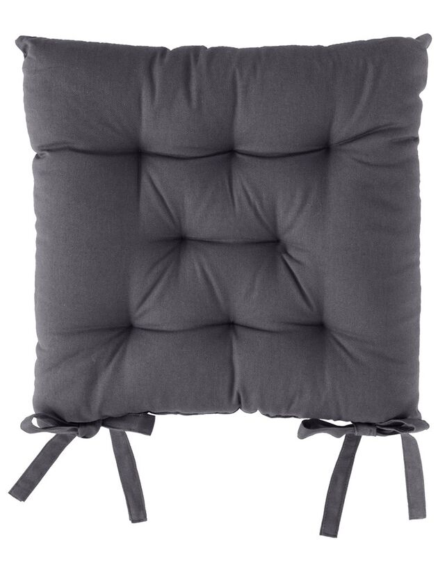 Galette de chaise carrée unie coton bachette - lot de 2 (gris anthracite)