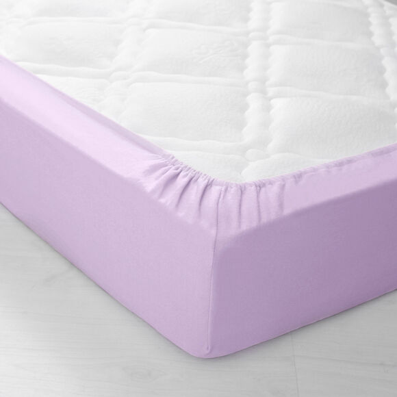 Drap-housse uni flanelle bonnets 32 cm (lavande)