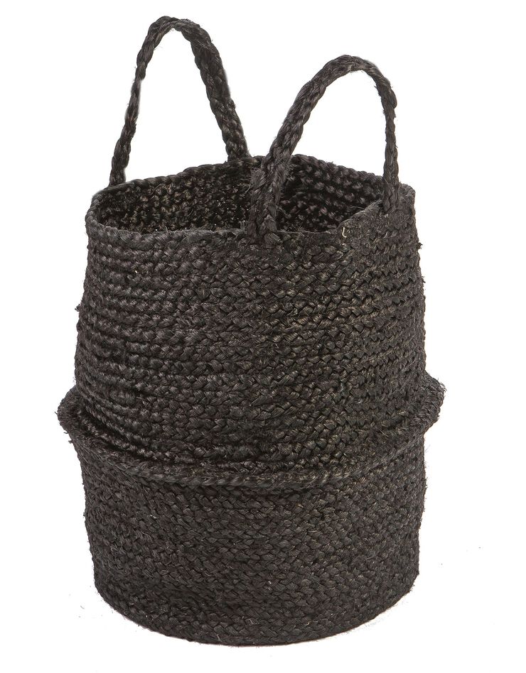 Panier pliable jute tressé noir (noir) Panier pliable jute tressé noir (noir)